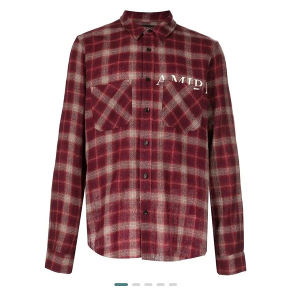 AMIRI Angel-Print Plaid Shirt - Picture 1 of 7